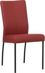 Rode leren moderne eetkamerstoel - poot rond zwart - Hermes, Huis en Inrichting, Stoelen, Overige kleuren, Nieuw, Leer, Ophalen of Verzenden