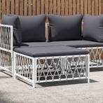 vidaXL Tuinvoetenbank met kussens geweven stof wit, Tuin en Terras, Tuinsets en Loungesets, Verzenden, Nieuw