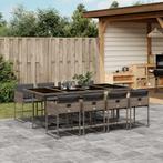 vidaXL 9-delige Tuinset met kussens poly rattan grijs, Tuin en Terras, Verzenden, Nieuw, Tuinset