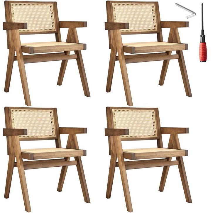 tectake Eetkamerstoel Lizzy met Weens vlechtwerk in boho-sti, Huis en Inrichting, Stoelen, Verzenden