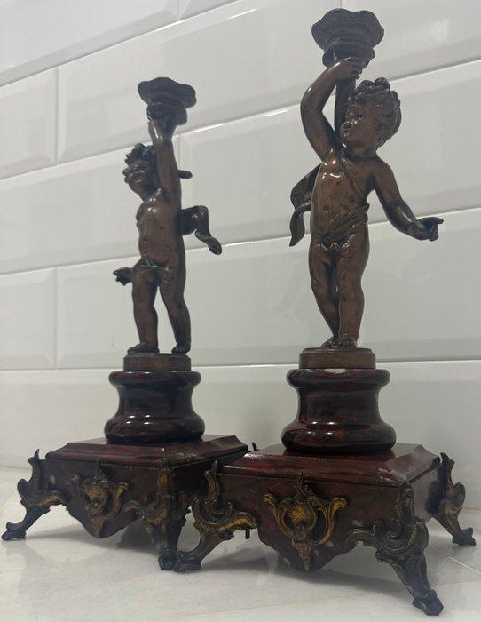 Kandelaber - Carrara marmer, Antiek en Kunst, Antiek | Overige Antiek