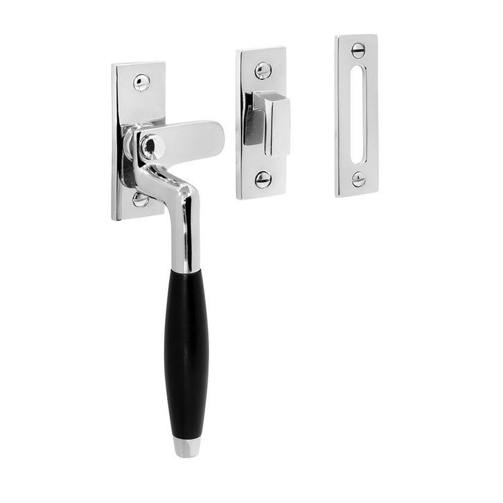 Klassiek Raamsluiting, verstevigd, glanzend nikkel, links, Doe-het-zelf en Bouw, Hang- en Sluitwerk, Schuif of Grendel, Nieuw