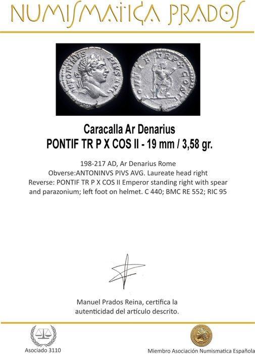 Romeinse Rijk. Caracalla (198-217 n.Chr.). Denarius PONTIF, Postzegels en Munten, Munten | Europa | Niet-Euromunten