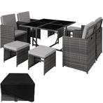 tectake Wicker zitgroep Bilbao 4+4+1 met beschermhoes - grij, Verzenden, Nieuw