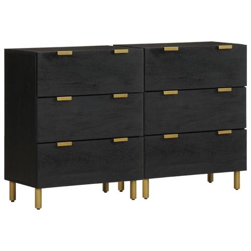 vidaXL Buffets 2 pcs noir 60x33x75 cm bois dingénierie, Maison & Meubles, Armoires | Autre, Neuf, Envoi