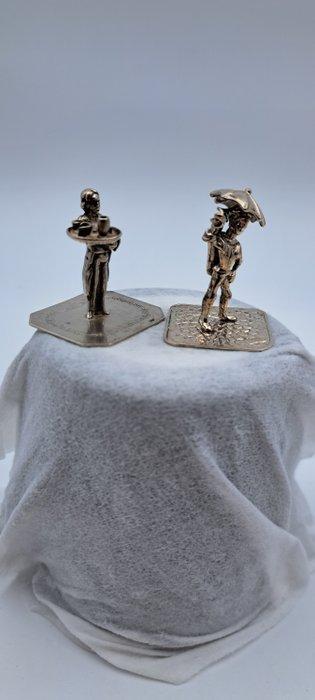 schoonhoven - Miniatuur figuur - Paraplu verkoper en ober -, Antiek en Kunst, Antiek | Zilver en Goud