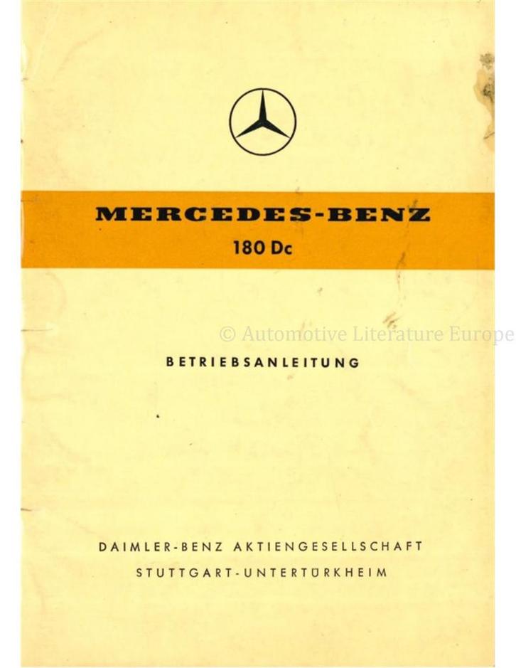 1961 MERCEDES BENZ TYP 180 Dc INSTRUCTIEBOEKJE DUITS, Auto diversen, Handleidingen en Instructieboekjes