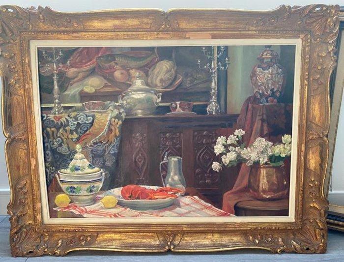 Maurice Hardyns (1876–1954) - Grand Homard – Pronkstilleven, Antiek en Kunst, Kunst | Schilderijen | Klassiek