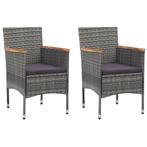 vidaXL Tuinstoelen 2 st poly rattan grijs, Tuin en Terras, Tuinstoelen, Verzenden, Nieuw