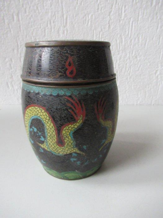 Gemberpot - Chinese gemberpot gedecoreerd met draken - Brons, Antiek en Kunst, Antiek | Overige Antiek