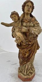 Beeld, Madonna met kind - 48 cm - Hout, Antiquités & Art