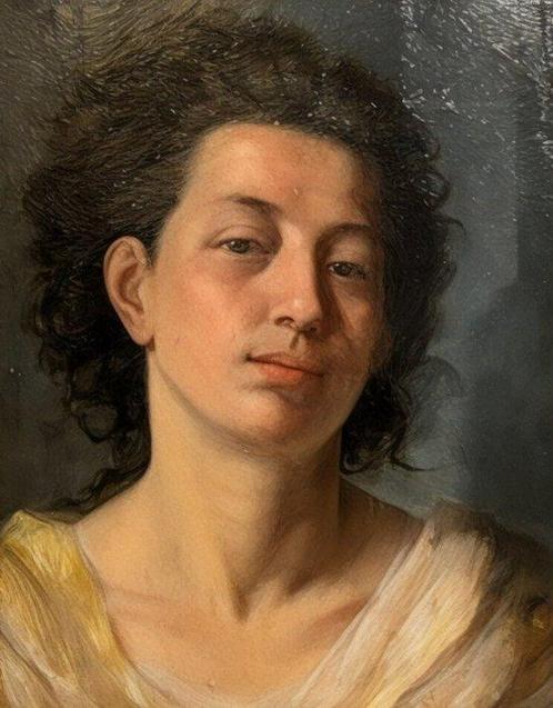 Hippolyte Flandrin (XIX), Kring van - Portrait de Jeune, Antiek en Kunst, Kunst | Schilderijen | Klassiek