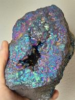 Titanium bergkristal aura geode (Vlamaura) - Hoogte: 12 cm -