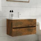 vidaXL Wastafelkast 80x38,5x45 cm bewerkt hout gerookt, Huis en Inrichting, Badkamer | Badkamermeubels, Verzenden, Nieuw