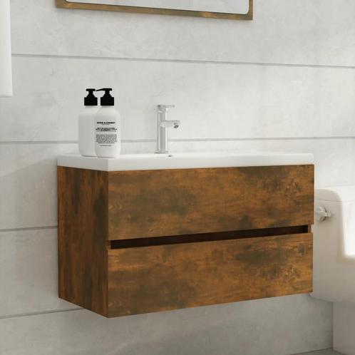 vidaXL Wastafelkast 80x38,5x45 cm bewerkt hout gerookt, Huis en Inrichting, Badkamer | Badkamermeubels, Nieuw, Verzenden