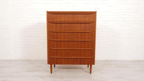 Vintage Deense ladekast | Teak | 6 lades | 105 cm, Huis en Inrichting, Kasten | Ladekasten, Ophalen of Verzenden