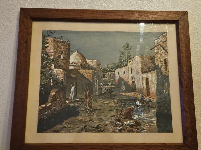 F. Thibaudin (XIX-XXe) - Scène de vie au bord de loued :, Antiquités & Art, Art | Peinture | Classique