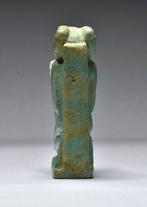 Oud-Egyptisch Faience Fajence amulet van Ram-gezichtgod, Antiek en Kunst