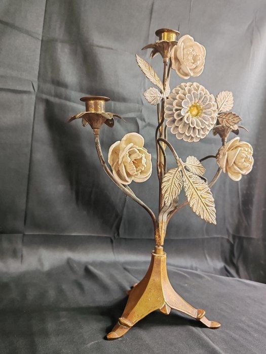 Kaarsenhouder - brons porselein, Antiek en Kunst, Curiosa en Brocante