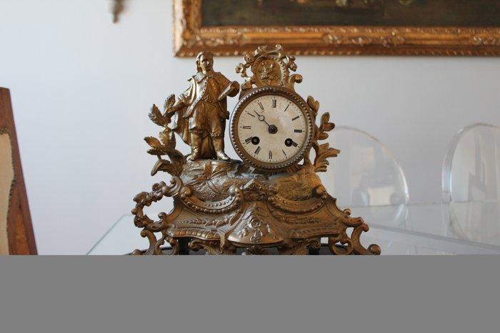 Figurale pendule - Hout, Messing - 1850-1900, Antiek en Kunst, Antiek | Klokken