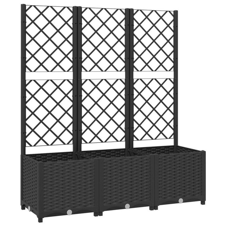 Plantenbak Zwart 120cm met Latwerk - OP=OP -40%!, Tuin en Terras, Bloembakken en Plantenbakken, 60 cm of meer, 100 cm of meer
