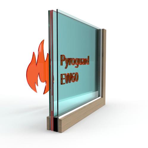 Dubbel glas Pyroguard EW60 (houten constructie) - HR 33.1 mm, Doe-het-zelf en Bouw, Hout en Planken, Nieuw, Verzenden