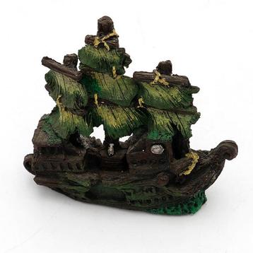 Zeilboot scheepswrak 9,5 cm / Aquariumdecoratie As-189, Verzenden