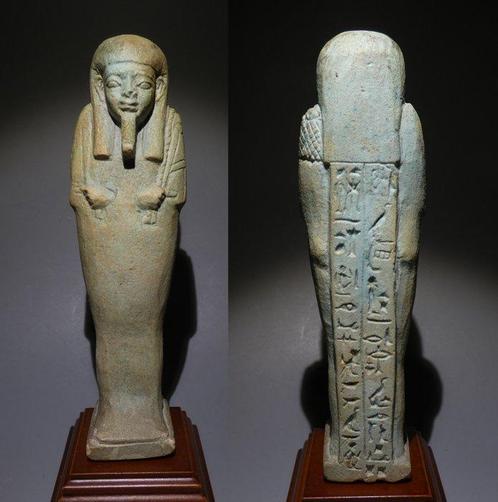 Égypte ancienne Faience Shabti de Padipepet. 14 cm H., Verzamelen, Mineralen en Fossielen