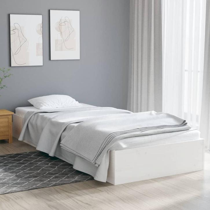 vidaXL Bedframe massief hout wit 90x190 cm, Huis en Inrichting, Slaapkamer | Bedden, Nieuw, Verzenden