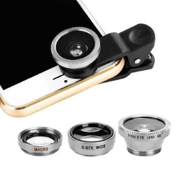 3 in 1 Universele Camera Lens Clip voor Smartphones Zilver -