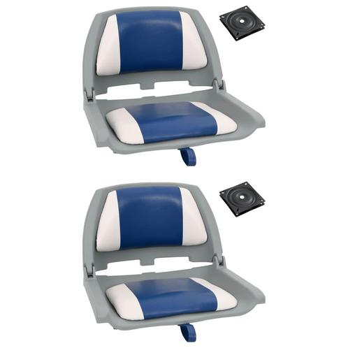 vidaXL 4-delige Bootstoelenset met blauw-witte kussens, Watersport en Boten, Bootonderdelen, Nieuw, Verzenden