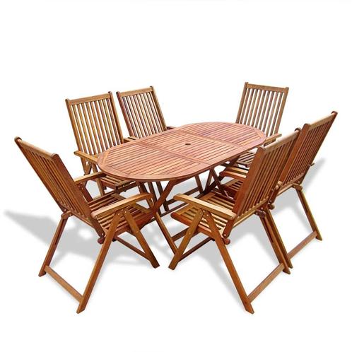 vidaXL 7-delige Tuinset massief acaciahout, Tuin en Terras, Tuinsets en Loungesets, Tuinset, Nieuw, Verzenden