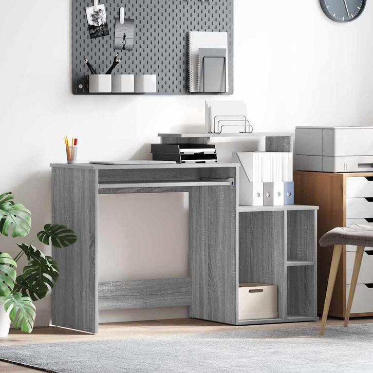 vidaXL Bureau met Opslag met plank Grijs sonoma 120.5 x 44 x, Huis en Inrichting, Bureaus, Nieuw, Verzenden