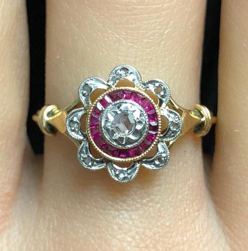 Zonder Minimumprijs - Ring - 18 karaat Geel goud, Witgoud -, Handtassen en Accessoires, Ringen