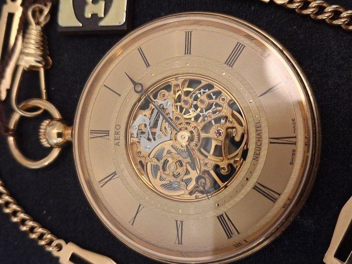 Aero Neuchatel - Orologio da taschino squelette New Old, Handtassen en Accessoires, Horloges | Heren