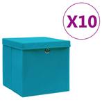 vidaXL Opbergboxen met deksel 10 st 28x28x28 cm babyblauw, Verzenden