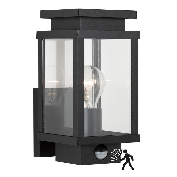 Strak & modern Boston Muurlamp Bewegingssensor Zwart met LED, Tuin en Terras, Buitenverlichting, Verzenden