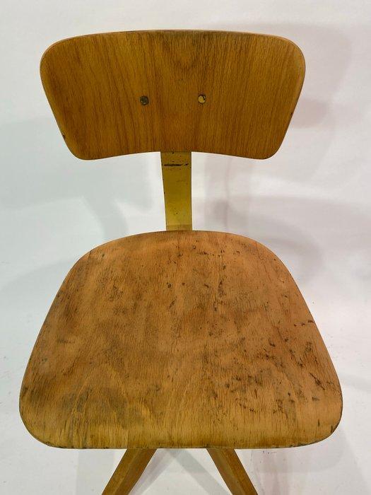 Stoel - Hout, Metaal - werkplaatsstoel, draaistoel, Antiek en Kunst, Antiek | Wandborden en Tegels