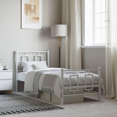 vidaXL Bedframe met hoofd- en voeteneinde metaal wit 80x200, Huis en Inrichting, Slaapkamer | Bedden, Nieuw, Verzenden