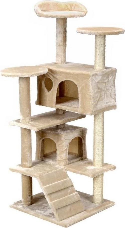 Krabpaal kattenboom XXL 131 x 58 x 50 cm beige, Dieren en Toebehoren, Krabmeubelen, Nieuw, Ophalen of Verzenden