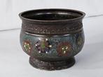 Pot de fleurs - Bronze émaillé - Japon, Antiek, Champlevé, Antiek en Kunst