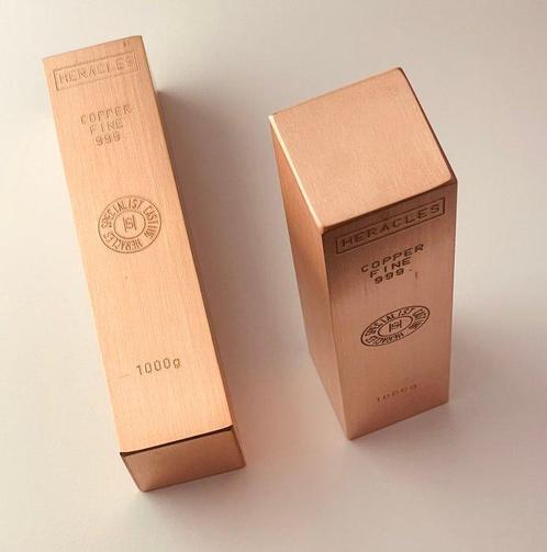 2 x 1 kilogram Koper - .999 - Fonderie Heracles - Frankrijk., Postzegels en Munten, Edelmetalen en Baren