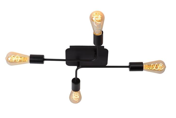Lucide LESTER - Plafonnière - 4xE27 - Zwart -, Huis en Inrichting, Lampen | Losse lampen, Nieuw, Verzenden