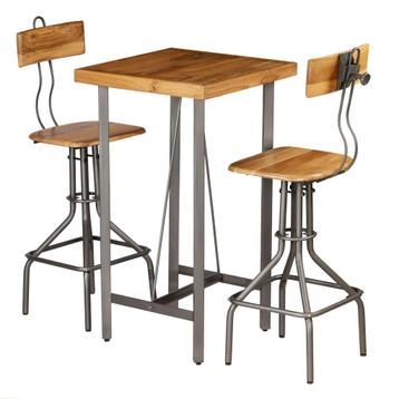 vidaXL Barset massief gerecycled teakhout 3-delig, Huis en Inrichting, Verzenden, Nieuw
