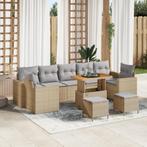vidaXL 10-delige tuinset met kussens in beige poly rattan en, Tuin en Terras, Verzenden, Nieuw