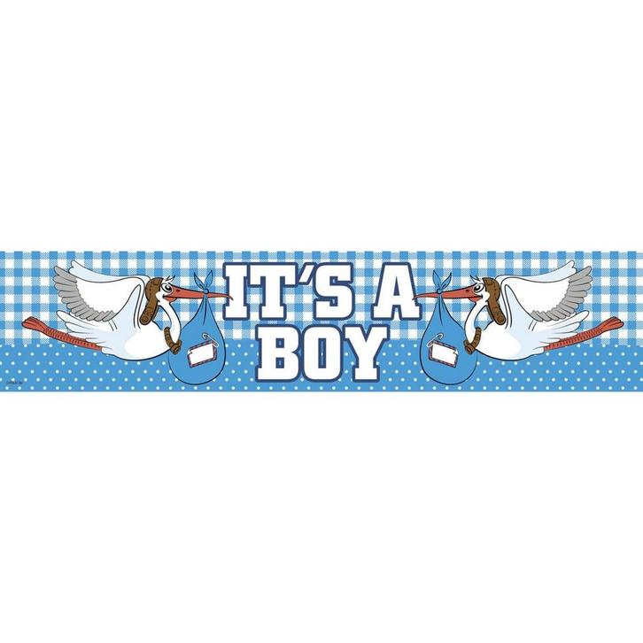 Geboorte Banner Jongen 2,6m, Hobby en Vrije tijd, Feestartikelen, Nieuw, Verzenden