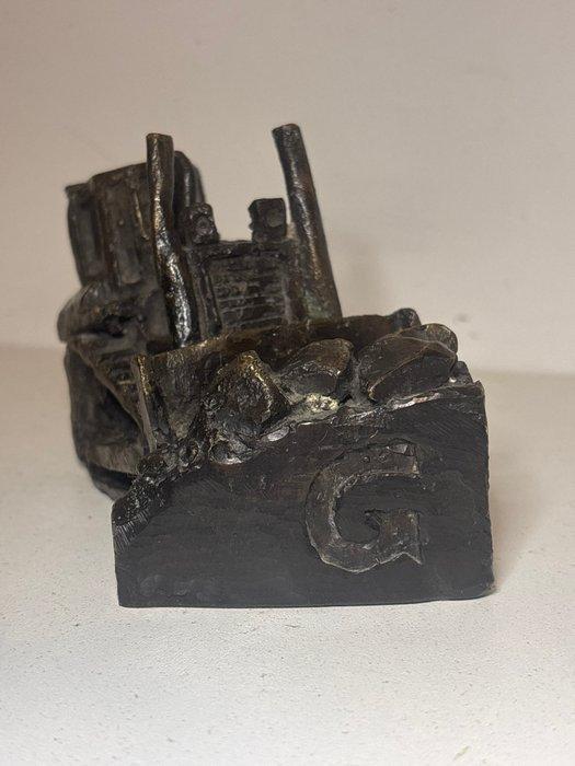Beeld, Buldozer - 8.5 cm - Brons, Antiek en Kunst, Curiosa en Brocante