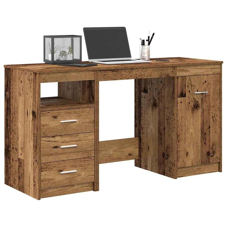 vidaXL Bureau met kast Oud hout Bewerkt hout, Huis en Inrichting, Bureaus, Nieuw, Verzenden
