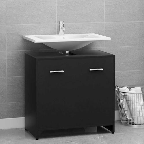 vidaXL Badkamerkast 60x33x61 cm bewerkt hout zwart, Huis en Inrichting, Badkamer | Badkamermeubels, Nieuw, Verzenden
