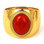 Ring - 18 karaat Geel goud Koraal, Handtassen en Accessoires, Ringen, Nieuw